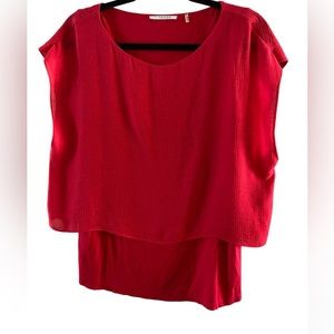 Tahari Red/Pink Layered Top